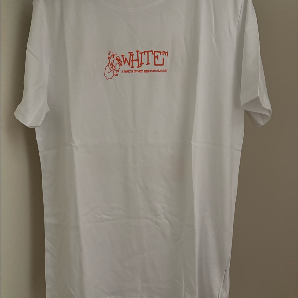 Off-White White Tee with Red Graphic